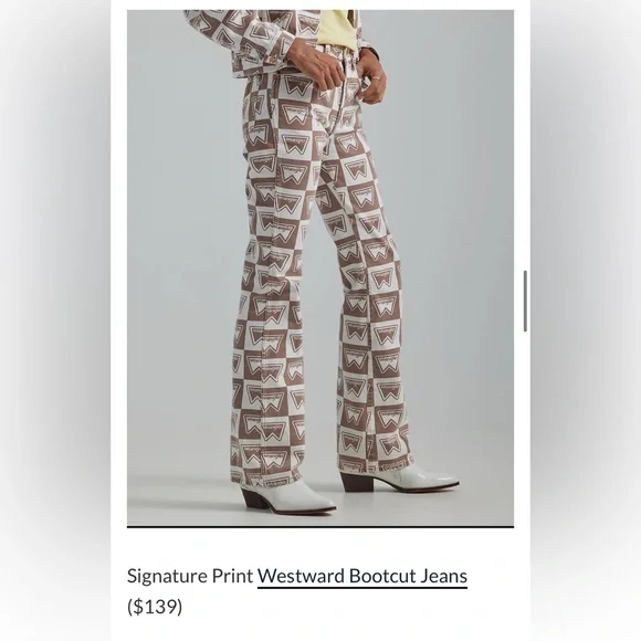 Wrangler Patterned Brown Westeward 626 high rise boot Women's Pants - Picture 5 of 6